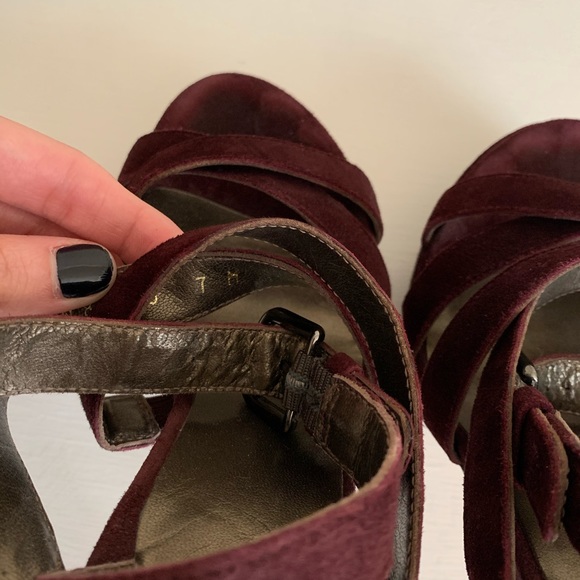 Stuart Weitzman Strappy Platform Heels - Suede 7 - Picture 5 of 6